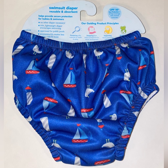 NEW 6 months Swim Diaper 10-18 lbs Blue Sailboats Green Sprouts I play NEW COPY - Picture 4 of 10